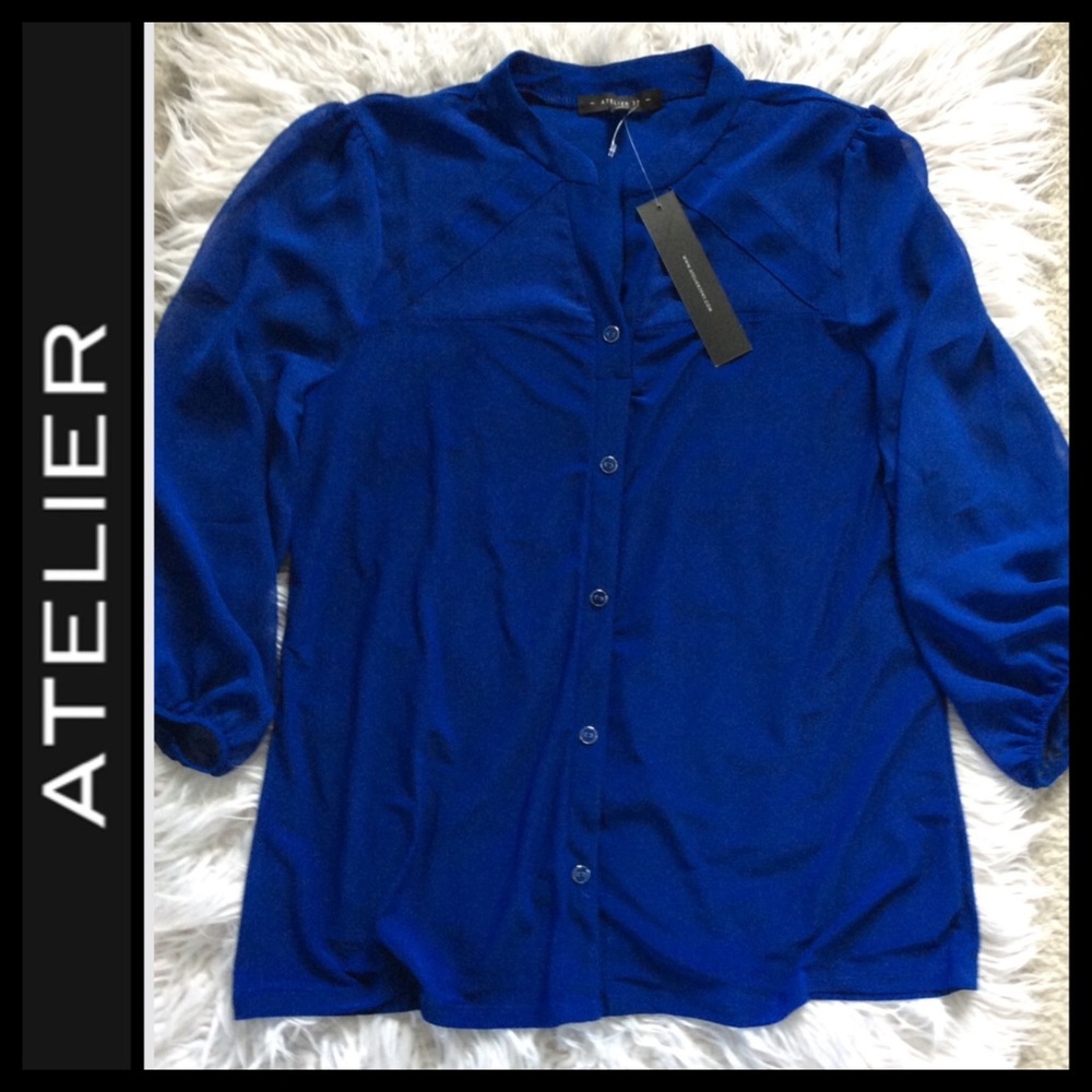 NWT Atelier 29 Cobalt Blouse